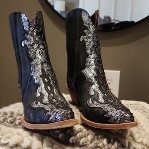 Dan POST Women's Shay Black and Silver Western Boots